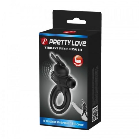 ANILLO VIBRADOR DOBLE CONEJO NEGRO