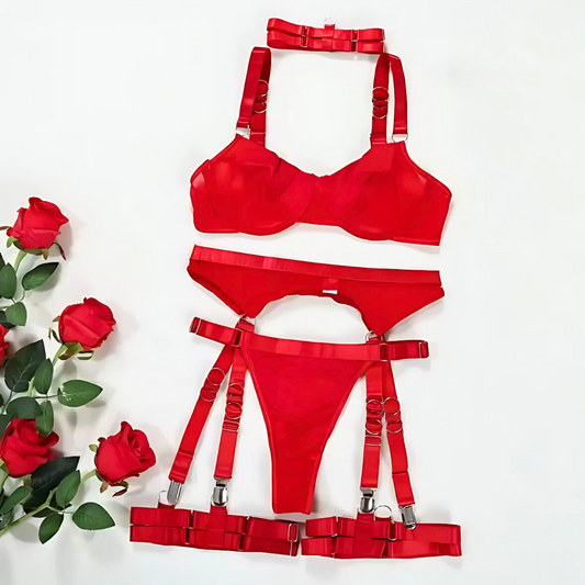 CONJUNTO ARGOLLLAS ROJO 5 PIEZAS L