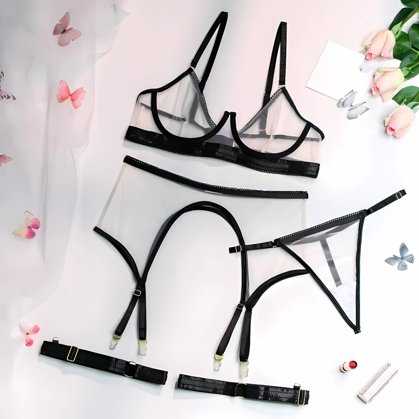 CONJUNTO LENCERIA CONTORNO NEGRO