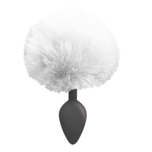 PLUG ANAL DE SILICONA CON COLA CONEJO BLANCA