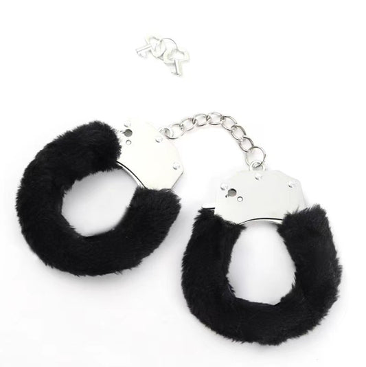 ESPOSAS METÁLICAS CON PELUCHE NEGRO SENS