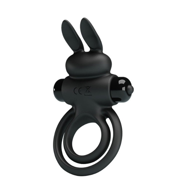 ANILLO VIBRADOR DOBLE CONEJO NEGRO