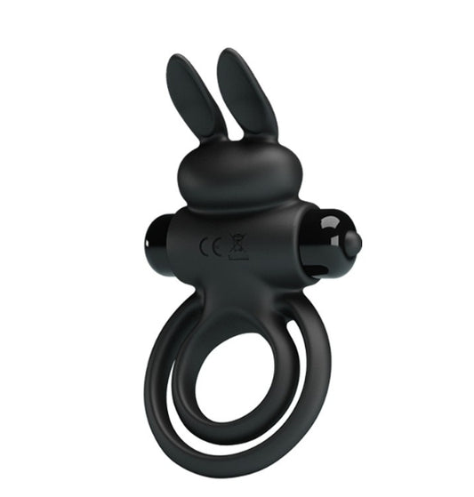 ANILLO VIBRADOR DOBLE CONEJO NEGRO
