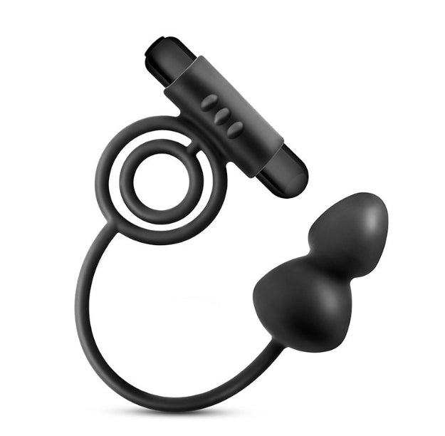 Plug Anal Con Anillo Vibrador Doble Platinum