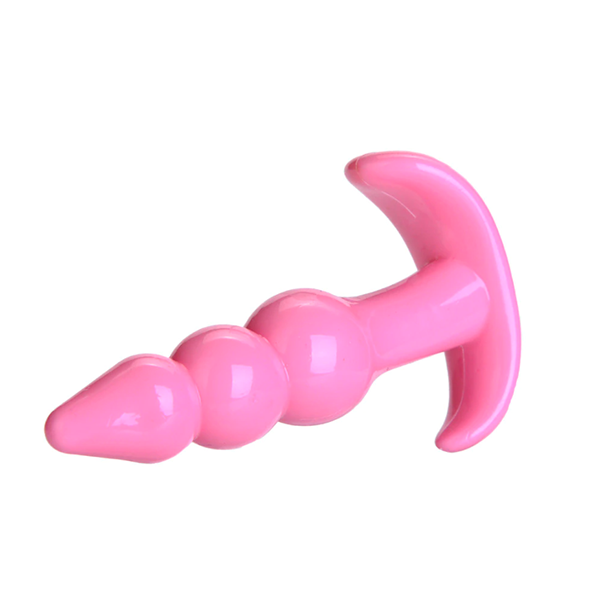 PLUG ANAL SILICONA ROSADO PERLAS PEQUEÑO