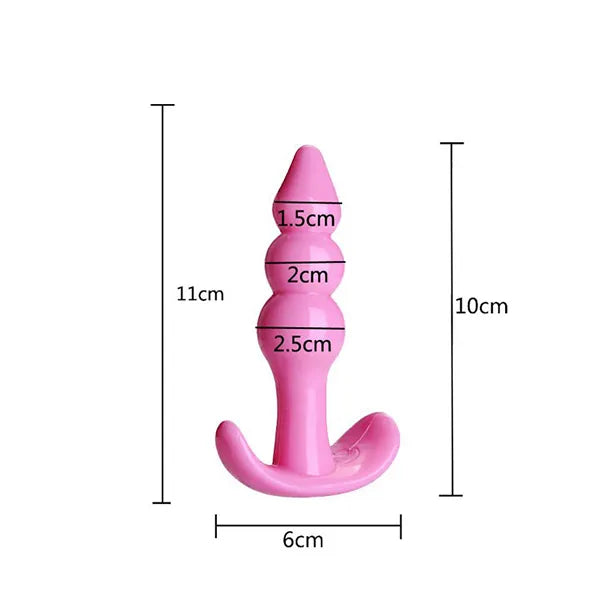 PLUG ANAL SILICONA ROSADO PERLAS PEQUEÑO