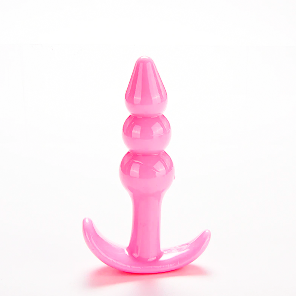 PLUG ANAL SILICONA ROSADO PERLAS PEQUEÑO