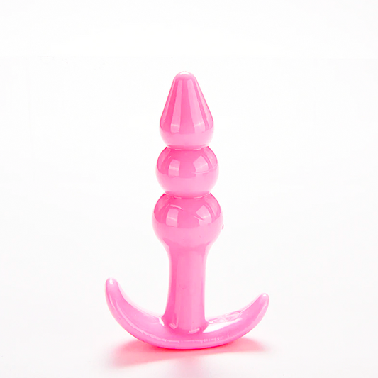 PLUG ANAL SILICONA ROSADO PERLAS PEQUEÑO