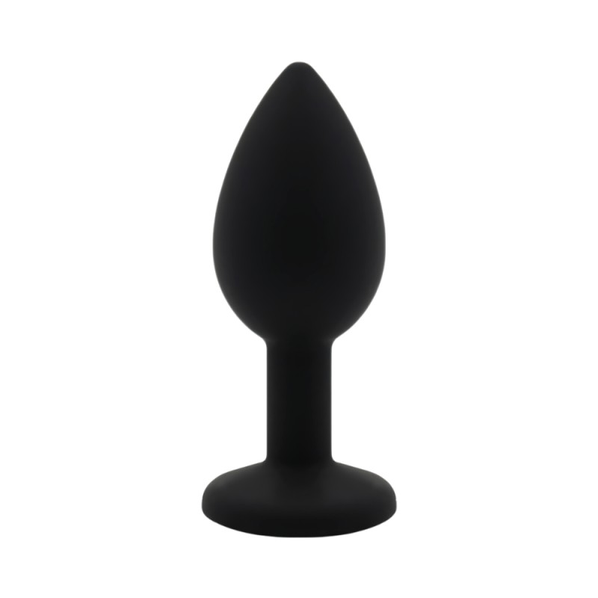 PLUG ANAL SILICONA NEGRO CON JOYA MULTICOLOR S