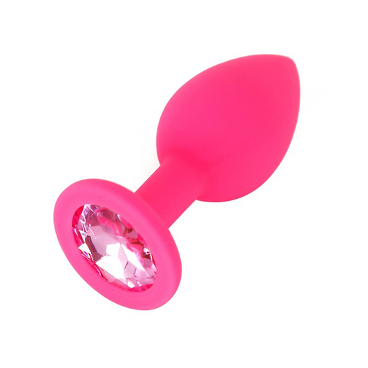 PLUG ANAL SILICONA FUCCIA CON JOYA  S
