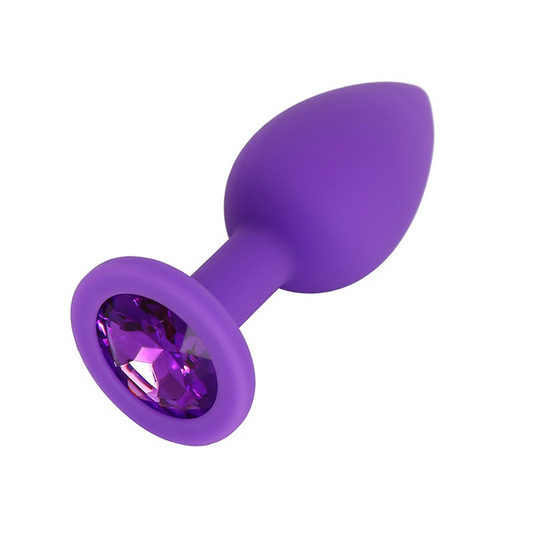 PLUG ANAL SILICONA MORADO CON JOYA  S